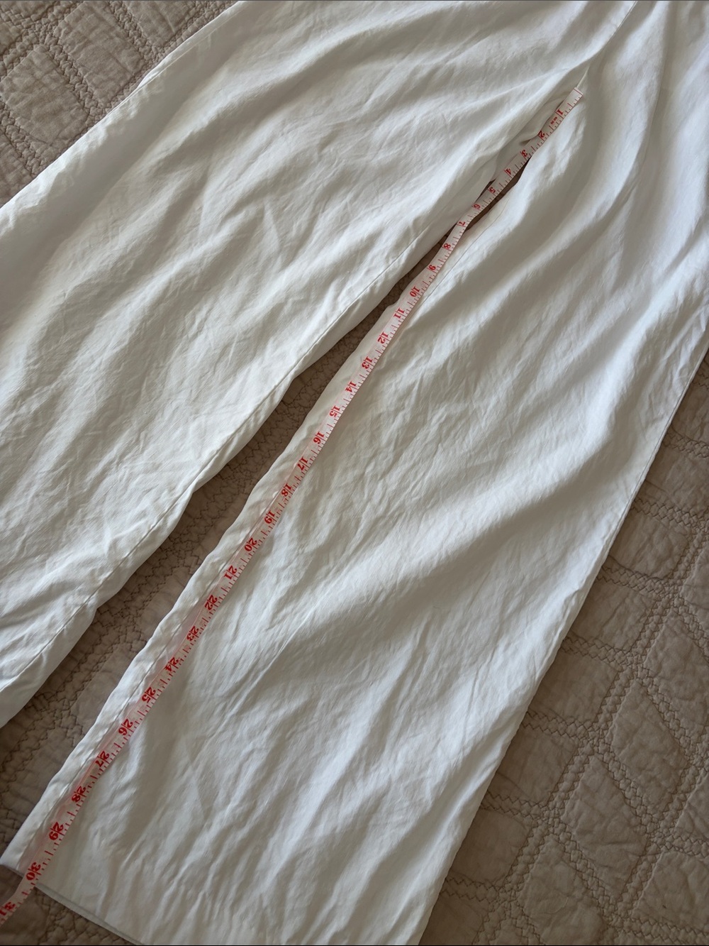 Lands' End Linen Wide-Leg Mid-Rise White Pants with pockets size 10 - Picture 5 of 8